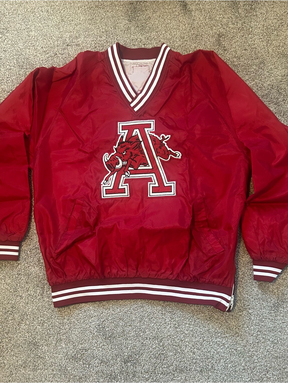 Vintage 90s Arkansas Razorbacks Pullover Windbreaker Jacket Mens 2XL Red White